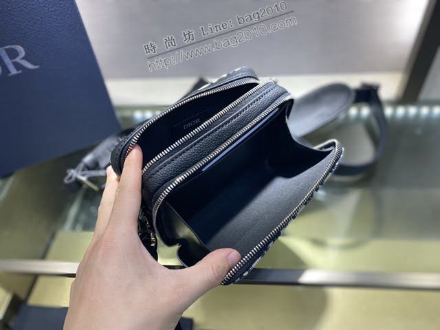 Dior男女同款包 迪奧拉鏈款老花刺繡相機包 Dior肩背斜挎包  dfk1507